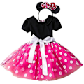 Pikkukuva 1 / 4: Minnie Mouse Polka Dot Födelsedagsfest Bow Tutu Tyllklänning för flickor Rose Red 4-5Years