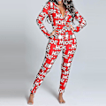 Miniatyrbillede 4 af 5: Kvinde Dyre Pyjamas Onesie Jule Bodysuit Jumpsuit Langærmet Natkjole W Letters M