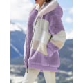 Miniatyrbillede 1 af 2: Dame Vinter Plys Hætte Frakke Langærmet Zip Up Tyk Cardigan Varm Løs Jakke W Purple M