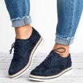 Miniatyrbilde 1 av 2: Kvinner Plattform Oxford Brogue Snøresko Sneakers Sko W Blue 40