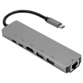 Miniatyrbild 3 av 4: HURRISE 6-i-1 lättviktsgrå metall USB C-adapter med USB C Hub, USB 3.0, , RJ45 Ethernet, Mini SDTF och OTG-portar