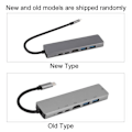 Miniatyrbild 1 av 4: HURRISE 6-i-1 lättviktsgrå metall USB C-adapter med USB C Hub, USB 3.0, , RJ45 Ethernet, Mini SDTF och OTG-portar