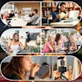 Miniatyrbild 7 av 7: Smartphone Vlogging Kit med lätt mikrofon stativhållare