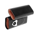 Miniatyrbillede 2 af 5: Bærbart cigaretui i læder, cedertræforet cigarkasse med cutter (til 3 cigarer, sort)