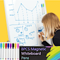 Miniatyrbillede 3 af 5: Whiteboard-tuscher - 8 farver magnetiske whiteboard-tuscher og viskelæder-sæt - Fin spids tørre whiteboard-tuscher til glatte overflader