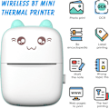 Miniatyrbillede 3 af 5: Minifotoprinter, Termisk etiketprinter med USB Bærbar Trådløs Fotoprinter med 10 ruller termisk papir til Android iOS (Hvid-Grøn)