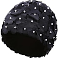 Miniatyrbilde 1 av 5: Blomstrete Badehette Kvinner Blomst Badehette Dame Mote Badehette Super Stretch Badehette Elastisk Dusjhette black