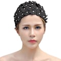 Miniatyrbilde 2 av 5: Blomstrete Badehette Kvinner Blomst Badehette Dame Mote Badehette Super Stretch Badehette Elastisk Dusjhette black