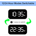 Miniatyrbild 3 av 5: XJ-LED Digital Väggklocka Sängklocka med Sladd, 5 LED Digital Display Snooze Väggklocka, 12/24 Timmar, 6 Ljusstyrkenivåer, Snooze-funktion, Vit