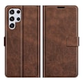 Pikkukuva 1 / 2: Wallet-style Nahkakotelo For Samsung Galaxy S22 Ultra - Kahvi Brown