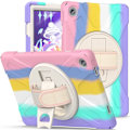 Miniatyrbillede 1 af 2: Lenovo Tab M10 Plus (Gen 3) 360 graders drejeligt silikonecover med håndrem - Farverig Pink Multicolor