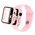 Pikkukuva 1 / 6: Apple Watch SE 2022 (44mm) silikoninen ranneke ja suojus karkaistulla lasilla - Syvä Vaaleanpunainen Pink