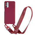 Miniatyrbillede 1 af 6: Tyndt TPU-etui med mat finish og justerbar strop til Samsung Galaxy M32 5G / A32 5G - Rød Red