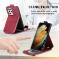 Pikkukuva 4 / 6: Vertical Flip Phone Suojakotelo With Zipper For Samsung Galaxy S21 Ultra 5G - Punainen Red