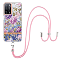 Pikkukuva 1 / 2: Slim And Durable Softcover With Lanyard For Oppo A54s / A55 / A53s 5g / A16 - Hc006 Violetti Peony Purple