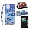 Miniatyrbillede 1 af 2: Huawei P Smart 2019 lysspot dekoreret læder flip etui - Hvid Ulv White