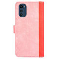 Miniatyrbillede 2 af 2: To Farvet Læder Flip Case til Motorola Moto E32 - Lyserød Pink