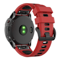 Miniatyrbillede 1 af 2: Garmin Fenix 7X tofarvet silikone-urrem - Rød / Sort Red