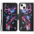 Miniatyrbillede 1 af 2: Wonderland iPhone 14 flip etui - Fluorescerende Sommerfugle Multicolor