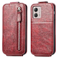 Pikkukuva 1 / 2: Vertical Flip Phone Suojakotelo With Zipper For Motorola Moto G53 - Punainen Red