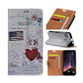 Miniatyrbillede 1 af 2: Samsung Galaxy S10 Plus mønstret læder flip etui - USA Flag og Kat med Hjerte Multicolor