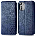 Miniatyrbillede 1 af 2: Læder Etui med A Stilfuldt Rhombus Tryk til Motorola Moto E32s / E32 / G22 - Blå Blue
