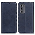 Pikkukuva 1 / 2: Lompakko-style Aitoa Nahkaa Läppäkotelo For Motorola Moto Edge 2022 - Sininen Blue