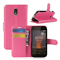 Miniatyrbild 1 av 2: LITCHI Nokia 1 mobilskal stående i PU läder plånbok korthållare - Rosenröd Rosa