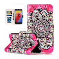 Miniatyrbillede 1 af 2: Motorola Moto C mønstret fremhævet PU læder flip etui - Mandala blomst Multicolor