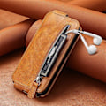 Pikkukuva 2 / 6: Vertical Flip Phone Suojakotelo With Zipper For Motorola Moto G23 / G13 - Ruskea Brown
