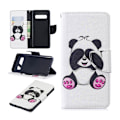 Miniatyrbillede 1 af 2: Samsung Galaxy S10 mønstret læder flip etui - Sød Panda Multicolor