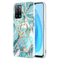 Pikkukuva 1 / 2: Marble Patterned Suojakuori With Ring Holder For Oppo A54s / A55 / A53s 5g / A16 - Sininen Blue