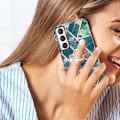 Pikkukuva 2 / 2: Marble Patterned Suojakuori With Ring Holder For Samsung Galaxy S21 FE - Vihreä Green