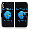 Miniatyrbild 1 av 2: Huawei Y6 2019 konstläderfodral med motiv - Don't Touch My Phone multifärg