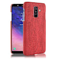 Miniatyrbillede 1 af 2: Samsung Galaxy A6 Plus (2018) mobiletui kunstlæder med træ design på overfalden - Rød Red
