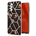 Miniatyrbillede 1 af 2: Marble design Samsung Galaxy A13 4G cover - Sorte Blomster Black