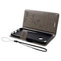 Miniatyrbillede 2 af 2: Huawei Honor 9 Lite stemplet sommerfugl blomster PU læder flip etui - Grå Silver grey