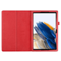 Miniatyrbillede 4 af 6: Foldbart etui med Lichi-tekstur til Samsung Galaxy Tab A8 10.5 (2021) - Rød Red