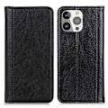 Miniatyrbillede 1 af 2: iPhone 13 Pro ægte læderetui med magnetisk lukning - Sort Black
