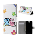 Miniatyrbillede 1 af 2: Moberg HTC One A9 Læder Etui - Yndige Ugler og Blomster Multicolor