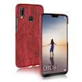 Miniatyrbild 1 av 2: Huawei P20 Lite mobilskal plast konstläder trätextur - Röd Röd