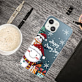 Miniatyrbillede 2 af 2: Juletelefonetui iPhone 14, stilfuldt mønstertryk Anti-ridse blødt fleksibelt bagcover - Sød Pingvin-Snemand Multicolor
