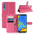 Miniatyrbild 1 av 2: Samsung Galaxy A7 (2018) flipfodral i litchi skin-läder - Ros Rosa