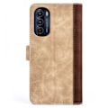 Miniatyrbillede 2 af 2: To Farvet Læder Flip Case til Motorola Moto G (2022) - Gul Yellow