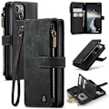 Miniatyrbillede 1 af 2: CaseMe iPhone 14 etui med lynlås og pung - Sort Black