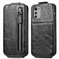 Miniatyrbillede 1 af 6: Vertical Flip Phone Etui med Zipper til Motorola Moto E32s / E32 / G22 - Sort Black