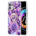 Pikkukuva 1 / 2: Marble Patterned Suojakuori With Ring Holder For Motorola Edge 20 Lite - Tumma Violetti Purple