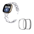 Miniatyrbild 1 av 3: Fitbit Sense / Versa 3 X-formad strassdekor klockarmband med silverfodral - Silver Silvergrå
