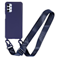 Miniatyrbillede 1 af 2: Tyndt TPU-etui med mat finish og justerbar strop til Samsung Galaxy M32 5G / A32 5G - Mørkeblå Blue