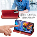 Miniatyrbillede 5 af 6: Læder Etui med A Stilfuldt Rhombus Tryk til Motorola Moto E32s / E32 / G22 - Rød Red